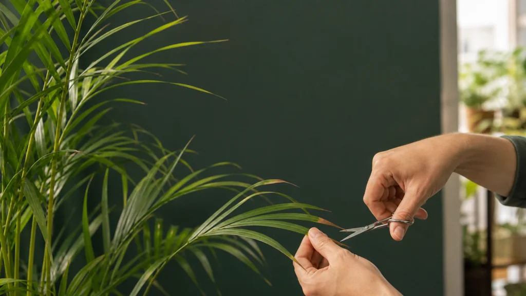 Areca-Palme pflegen: Licht, Gießen und braune Spitzen